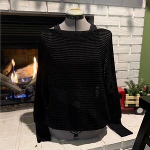 BCBGMaxAzria Black Off-the-Shoulder Sweater Size Medium